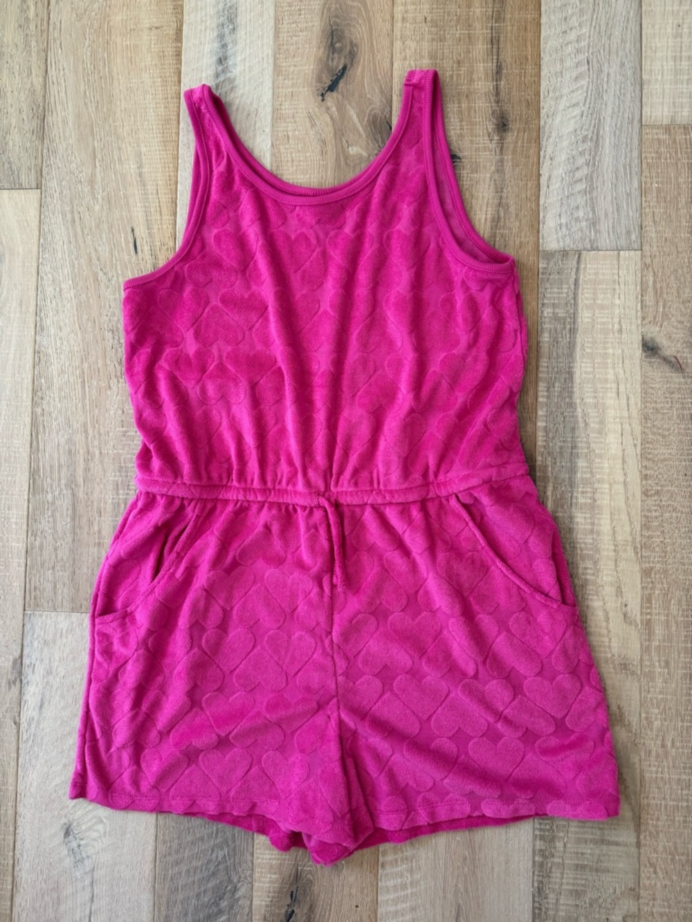 Old Navy Hot Pink Heart-Textured Tank Romper XXL Plus